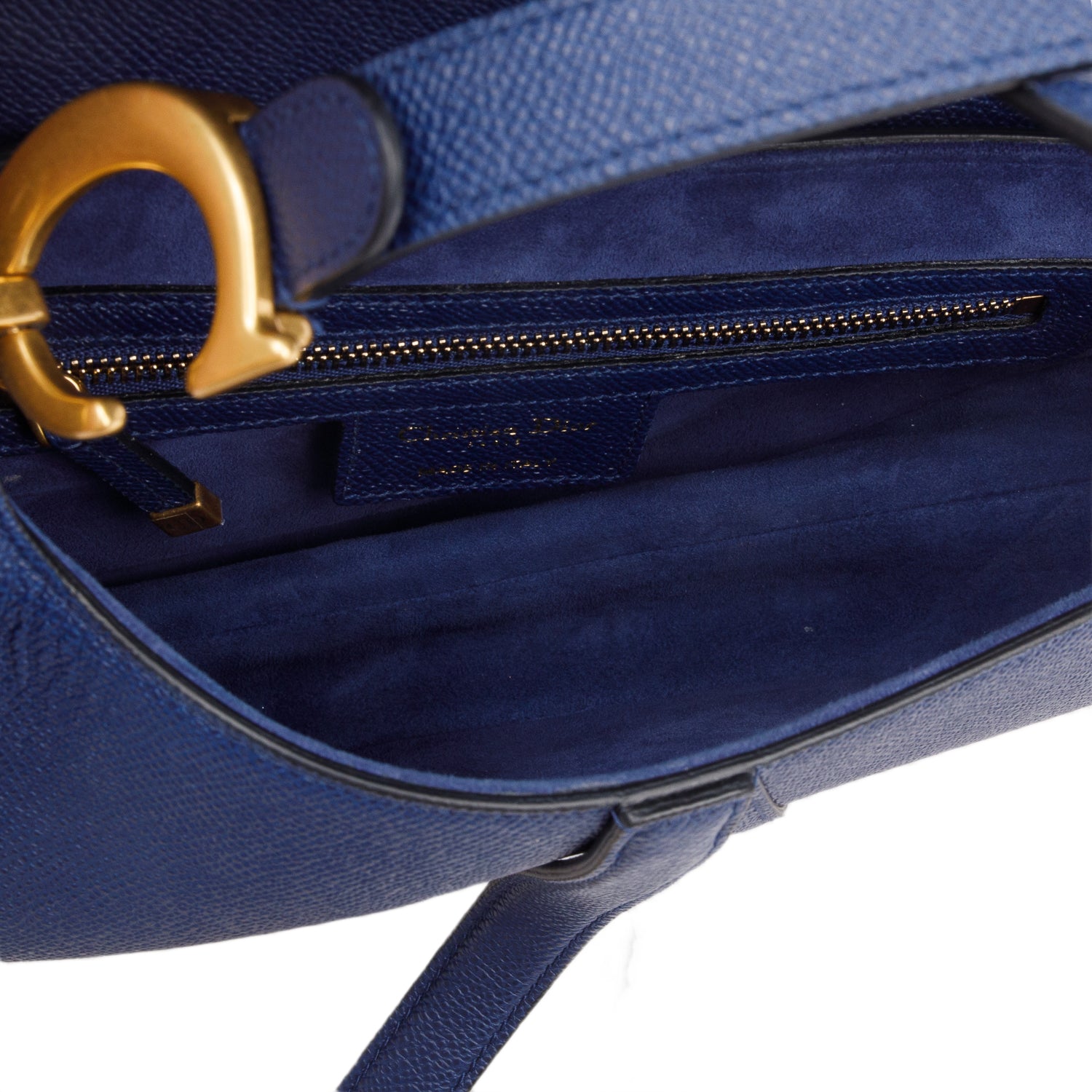 Christian Dior 2022 Blue Grained Calfskin Saddle Bag w/ Box