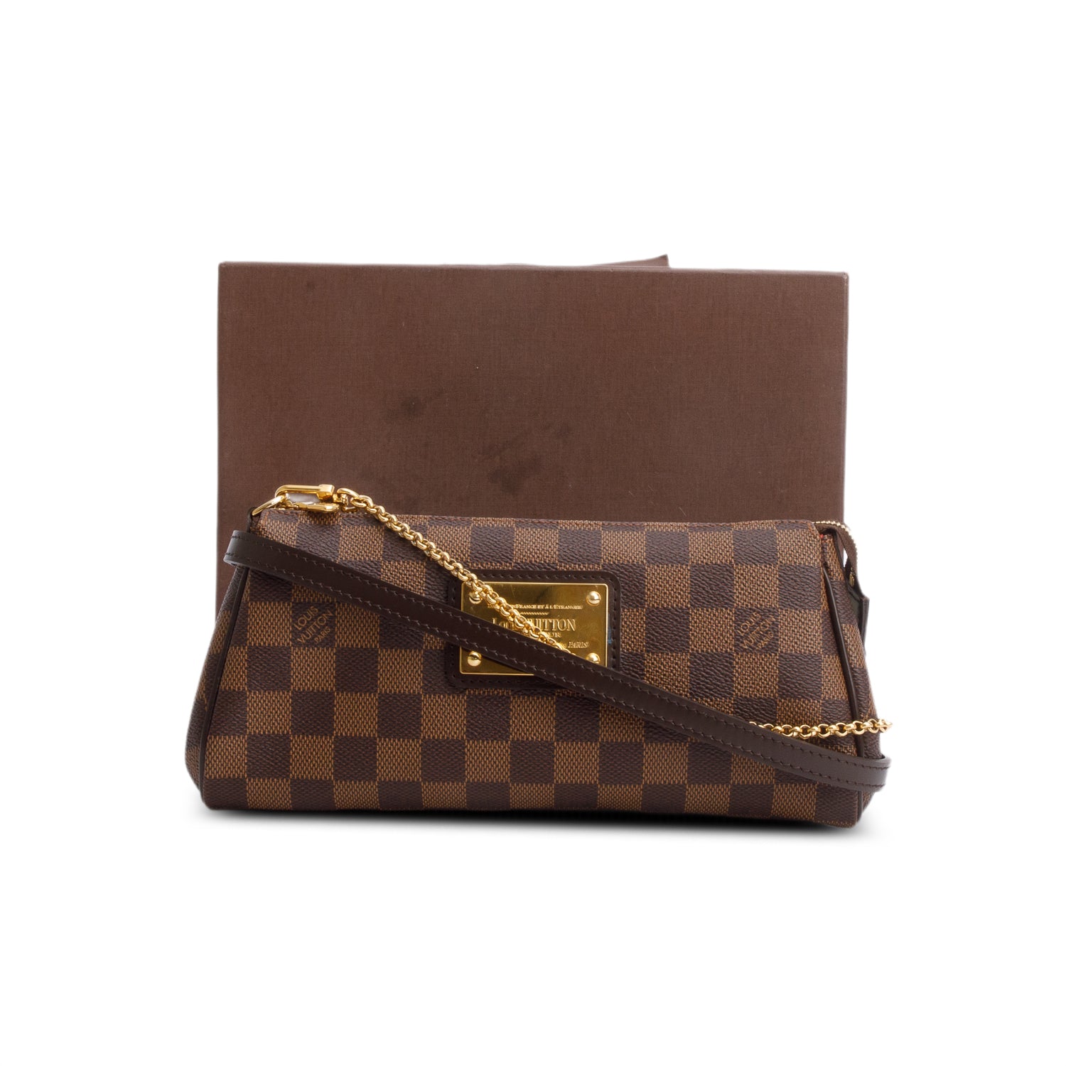 Louis Vuitton Damier Ebene Eva Clutch w/ Box & Straps
