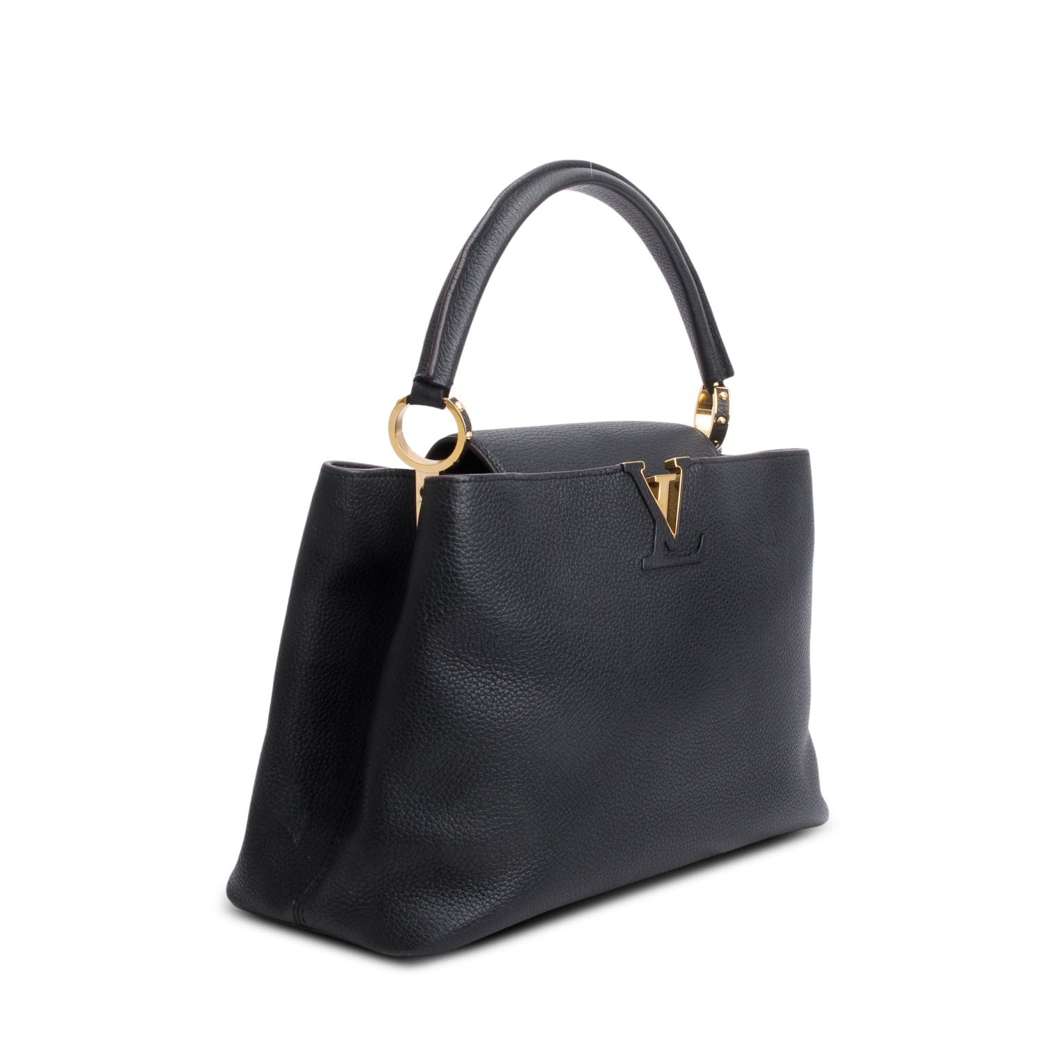 Louis Vuitton Black Taurillon Capucines GM