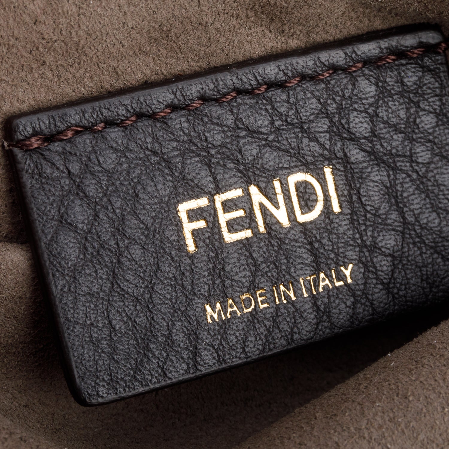 Fendi Brown Vitello Liberty FF 1974 Embossed Small Mon Tresor Bucket Bag w/ Strap