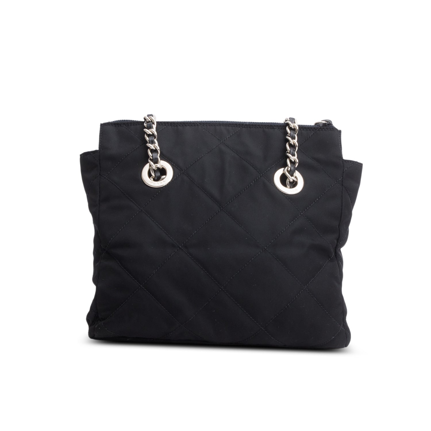 Prada Black Tessuto Nylon Quilted Chain Tote w/ Authenticity Card