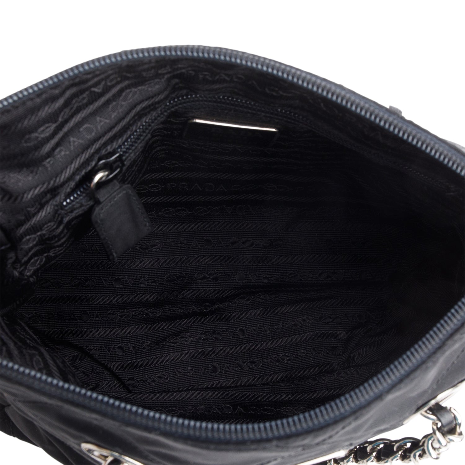Prada Black Tessuto Nylon Quilted Chain Tote w/ Authenticity Card