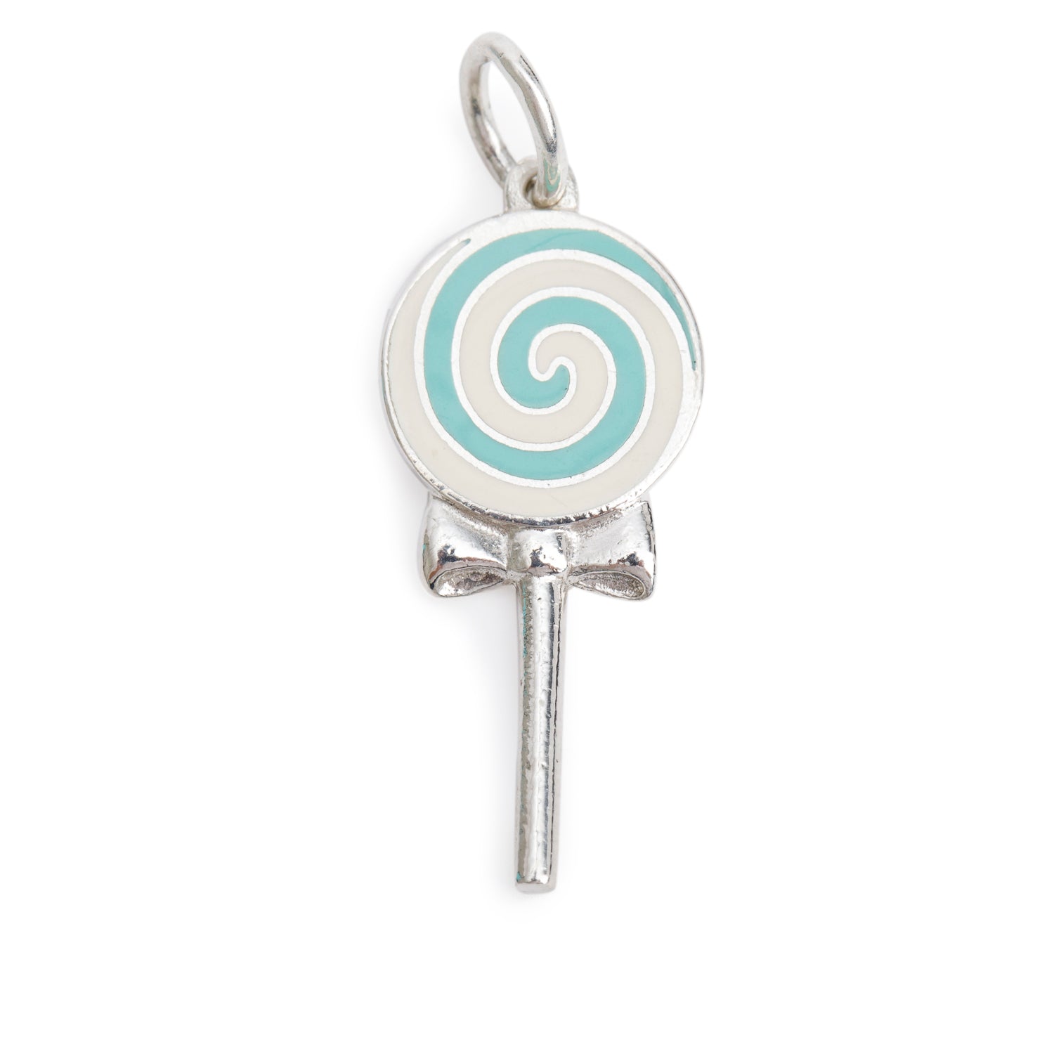 Tiffany & Co. Sterling Silver Blue Enamel Lollipop Charm Pendant