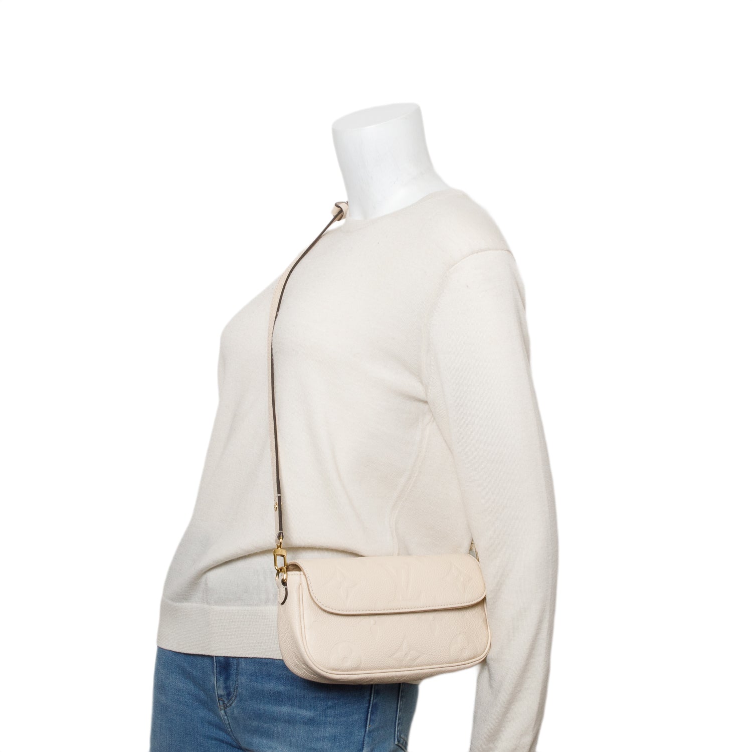 Louis Vuitton Cream Empreinte Monogram Giant Ivy Wallet on Chain w/ Straps