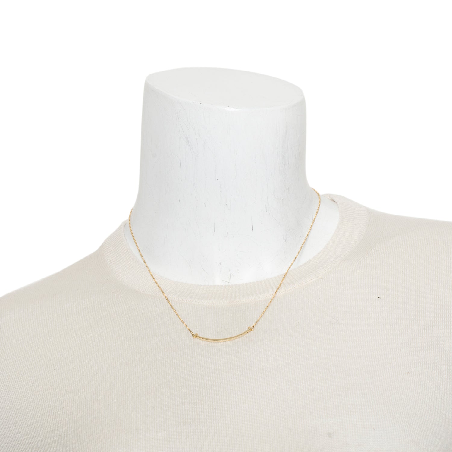 Tiffany & Co. 18k Yellow Gold Small T Smile Pendant Necklace w/ Box