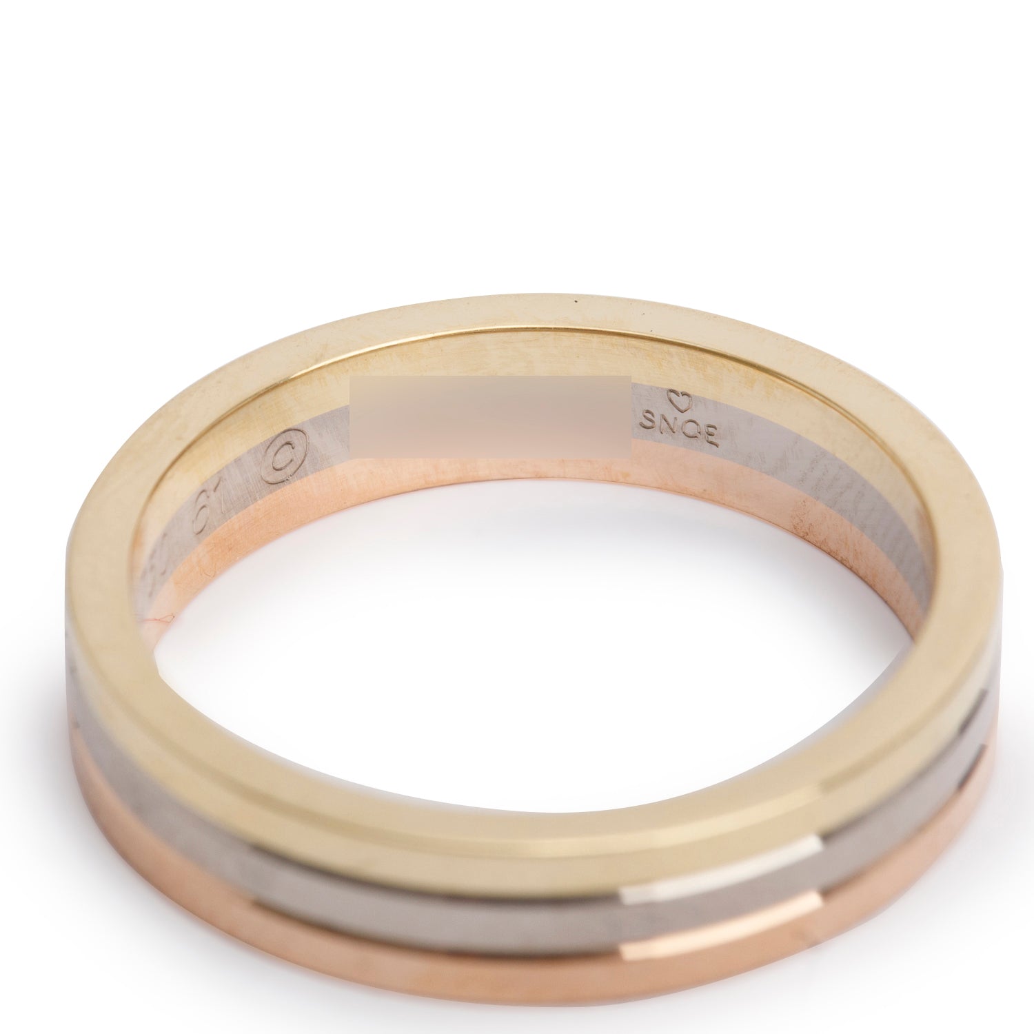 Cartier 18k Tri-Gold Vendome Louis Cartier 4.8 MM Wedding Band Ring, Size 61 9.75 w/ Certificate