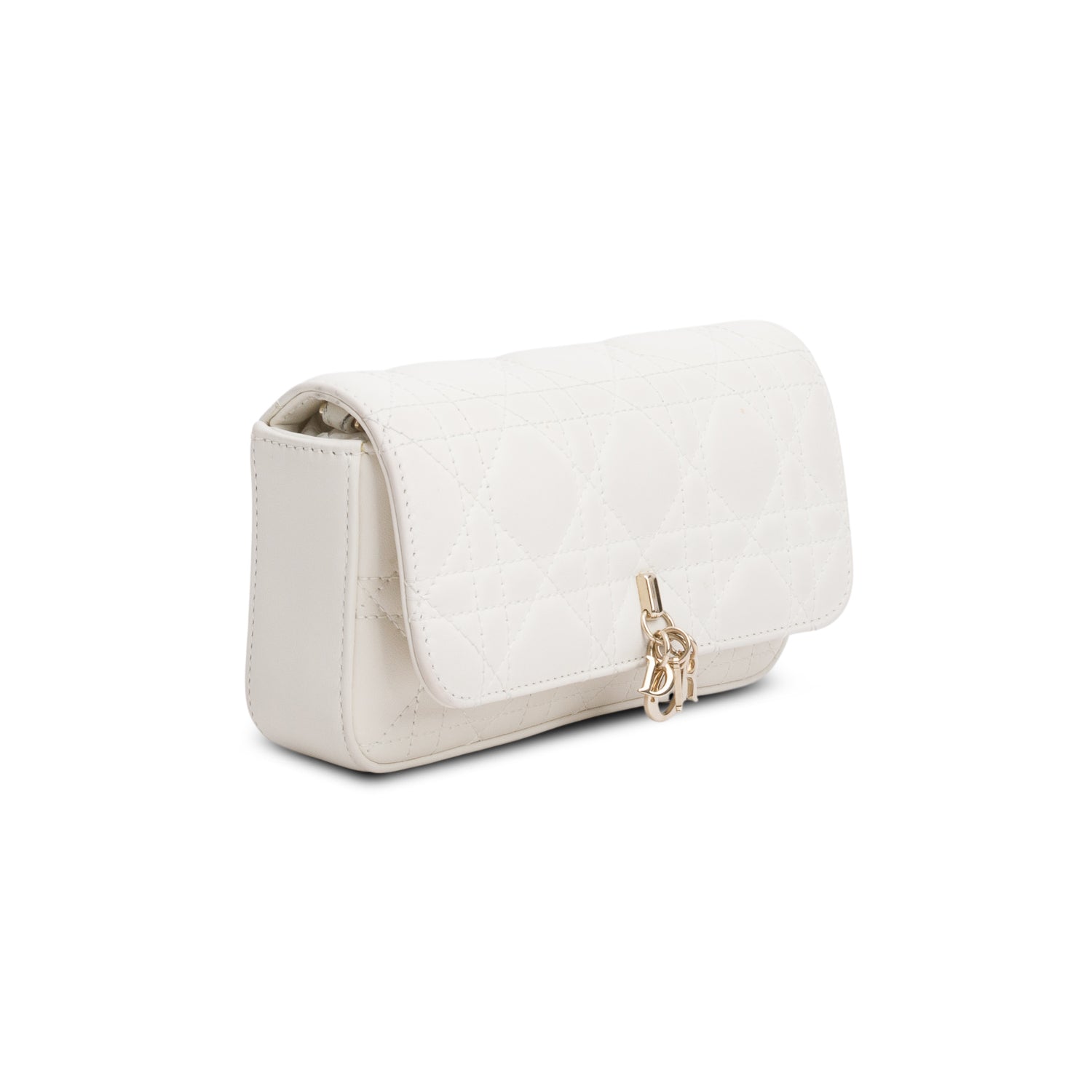 Christian Dior 2024 White Lambskin Cannage My Dior Daily Chain Pouch
