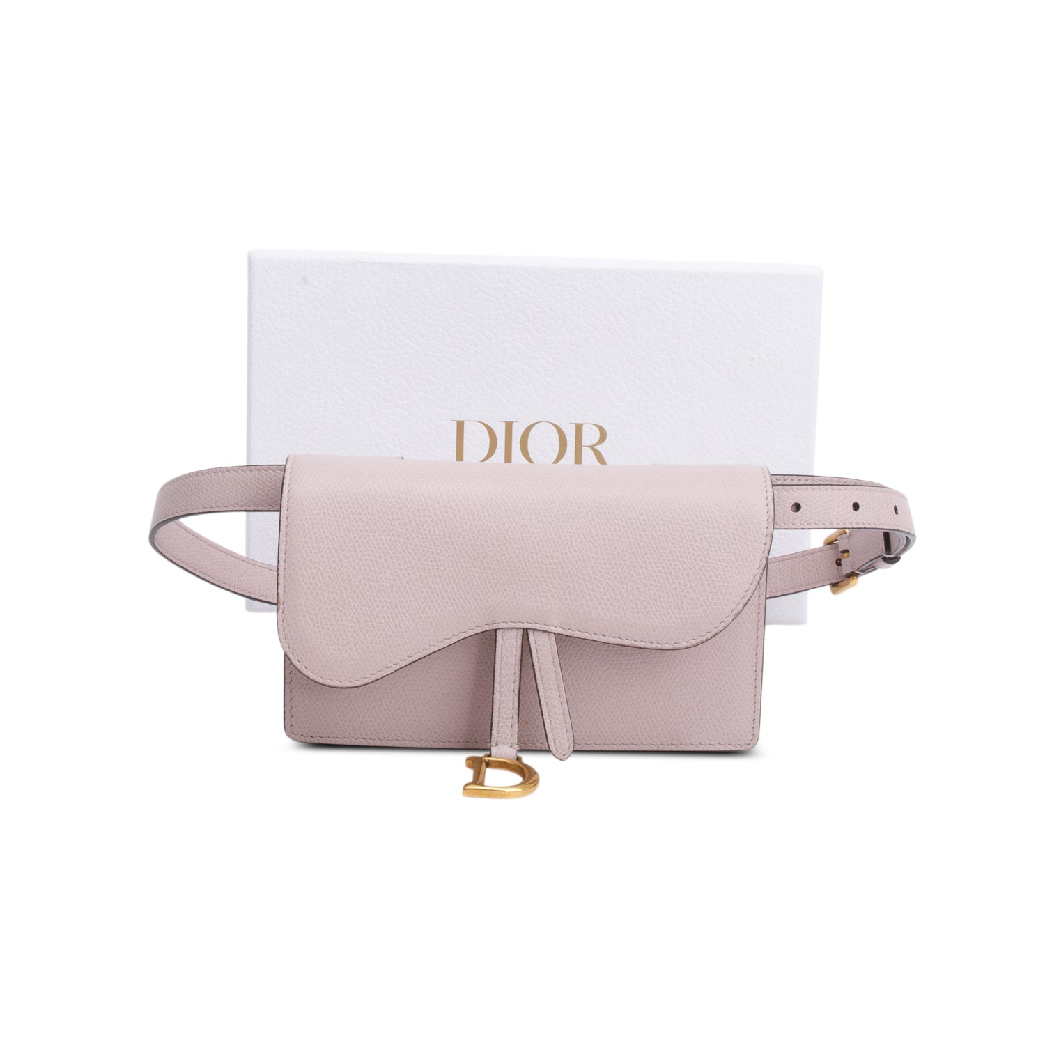 Christian Dior Pink Grained Calfskin Saddle Belt Bag w/ Box
