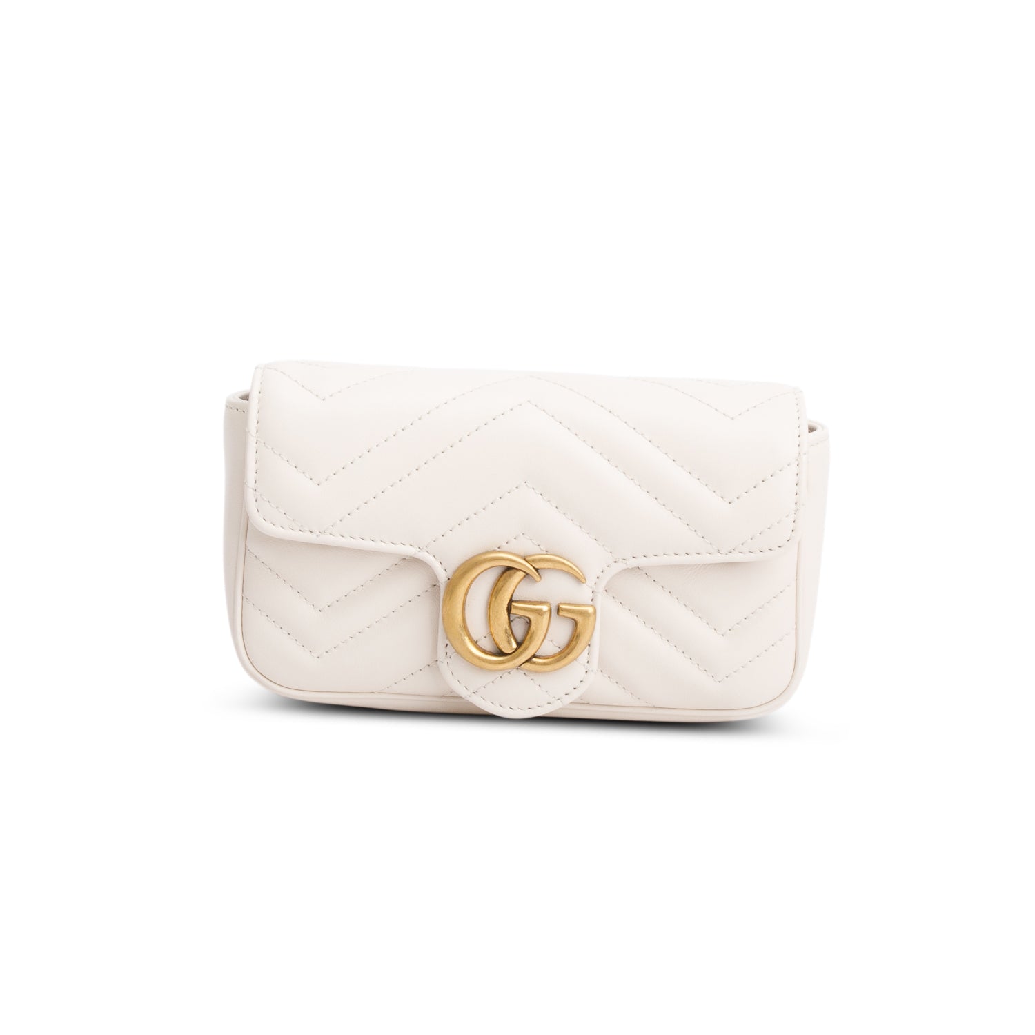 Gucci White GG Marmont Matelasse Leather Mini Shoulder Bag w/ Box
