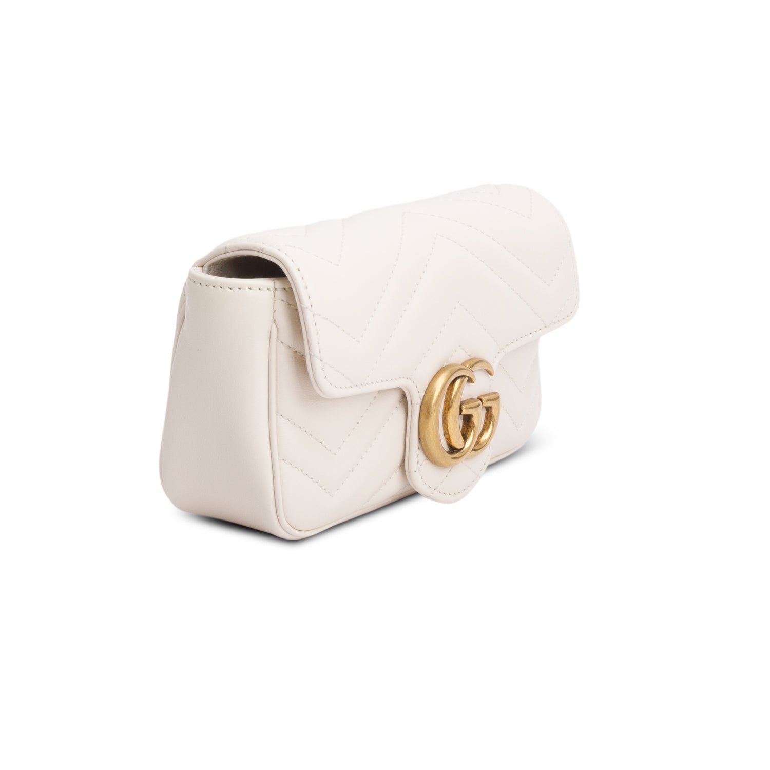 Gucci White GG Marmont Matelasse Leather Mini Shoulder Bag w/ Box