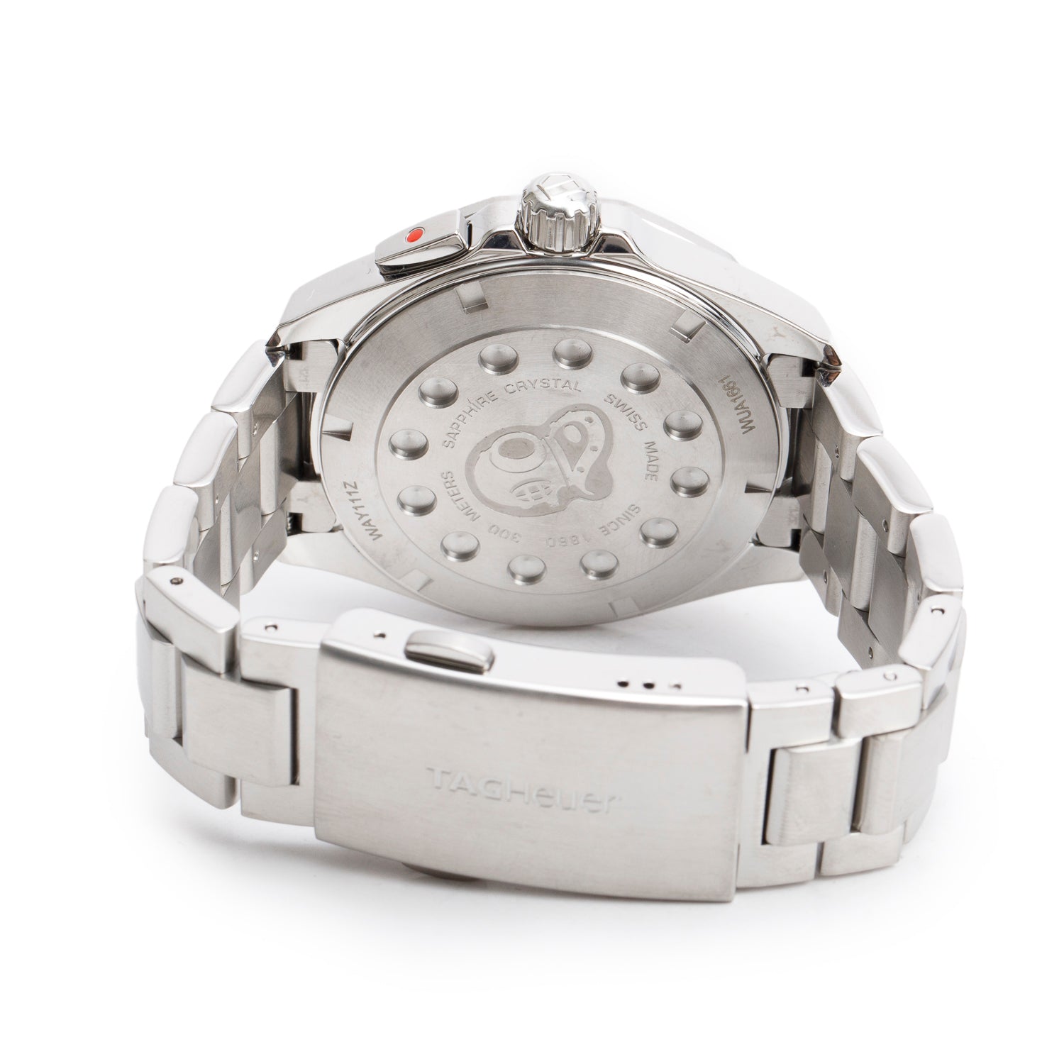 Tag Heuer Stainless Steel Aquaracer 40.5 MM Quartz Watch Black Dial WAY111Z