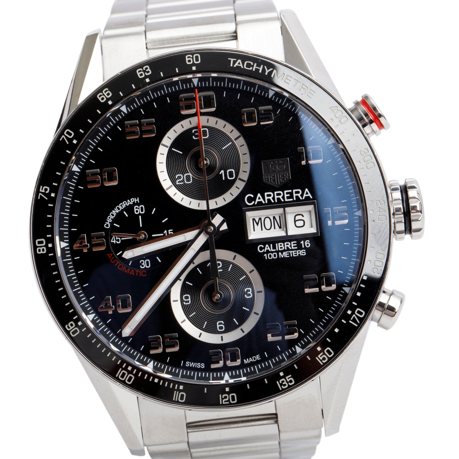 Tag Heuer Stainless Steel Carrera 43 MM Automatic Chronograph Watch Black Dial CV2A1R w/ Box & Papers