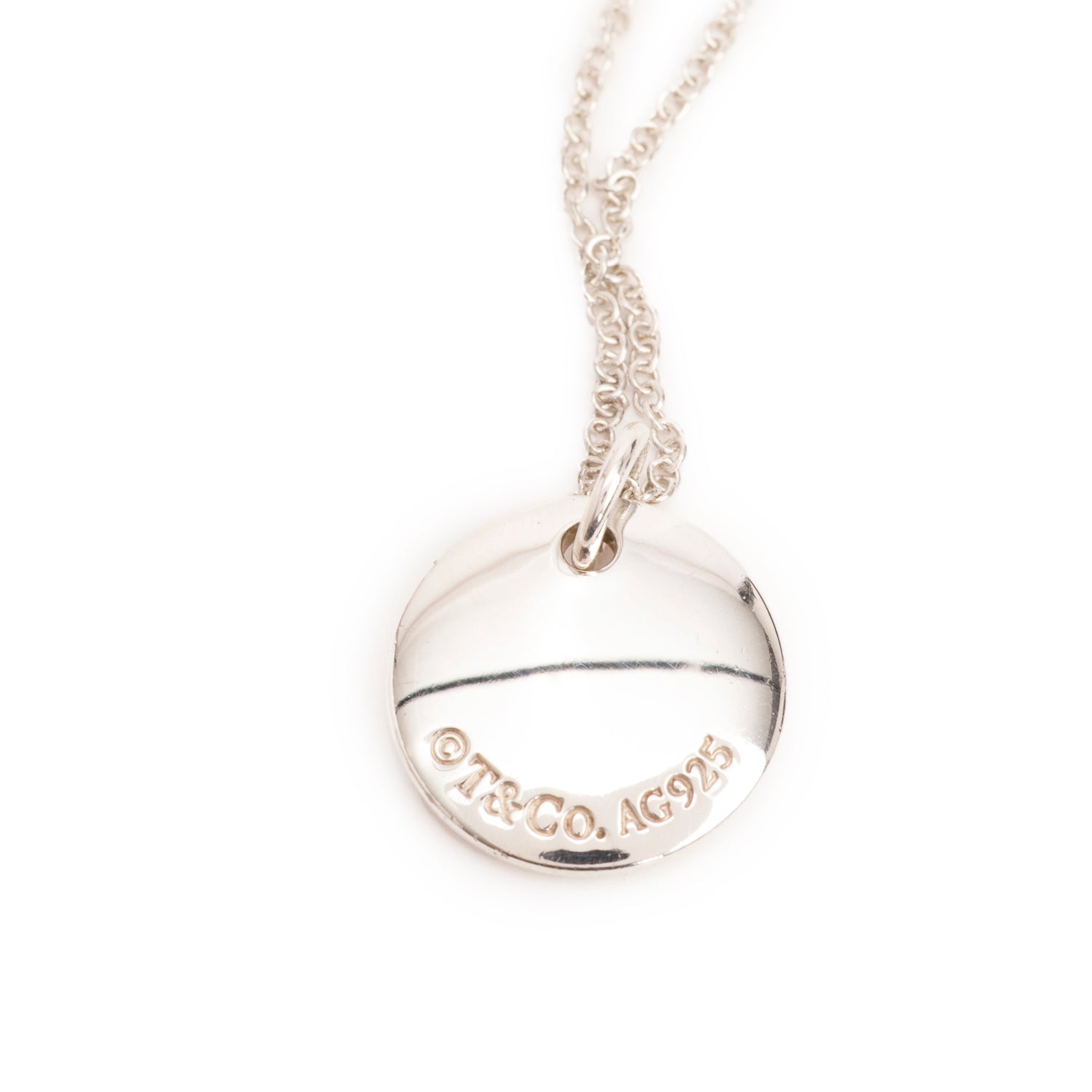 Tiffany & Co. Sterling Silver Notes Letter 'P' Disc Charm Pendant Necklace