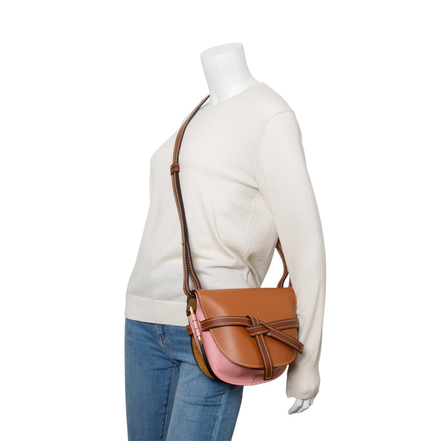 Loewe Brown & Pink Calfskin Small Gate Crossbody Bag