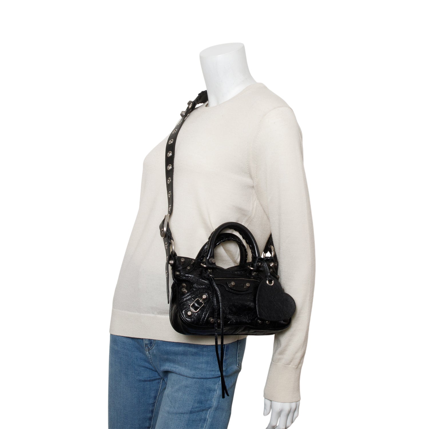 Balenciaga Black Agneau Neo Cagole Mini Handbag w/ Strap
