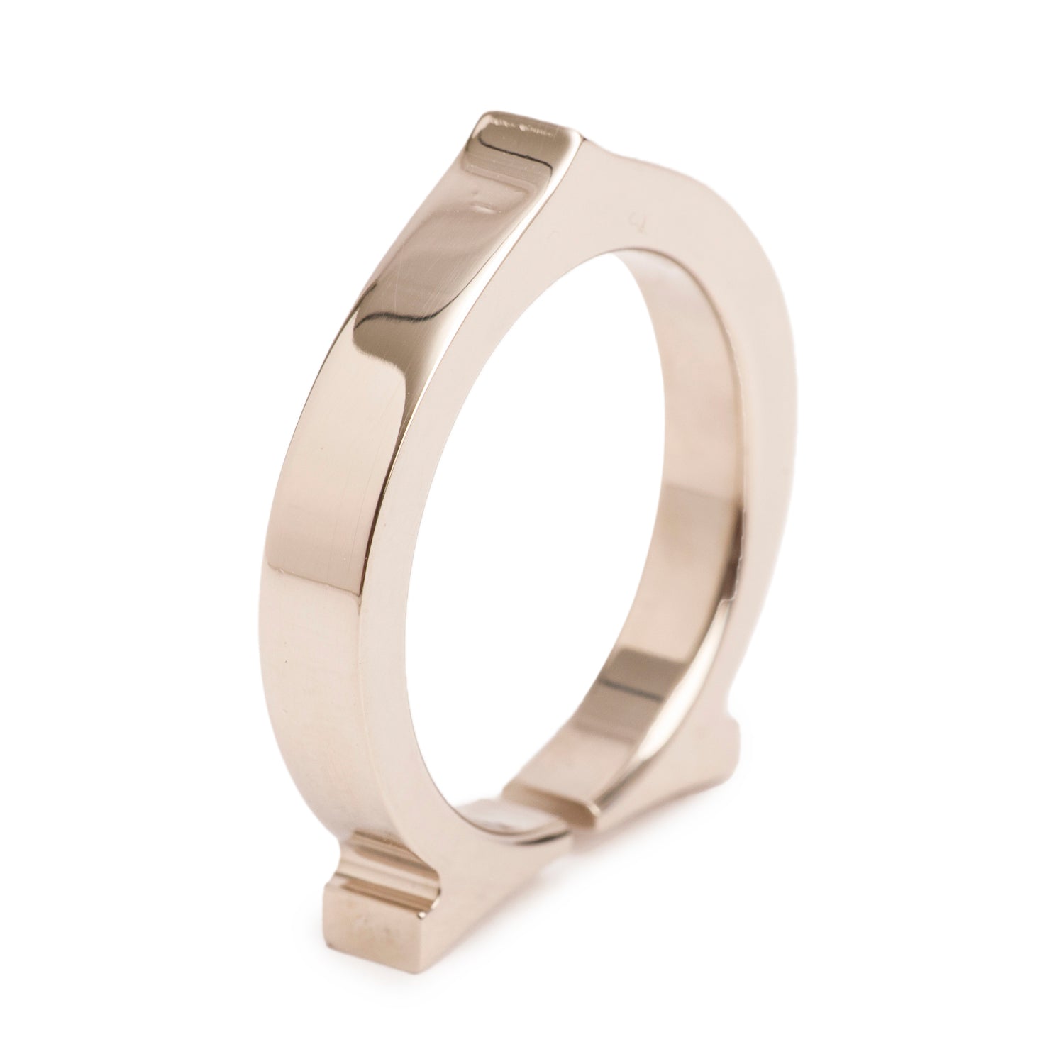 Cartier 18k White Gold Flat C Ring, Size 52 6