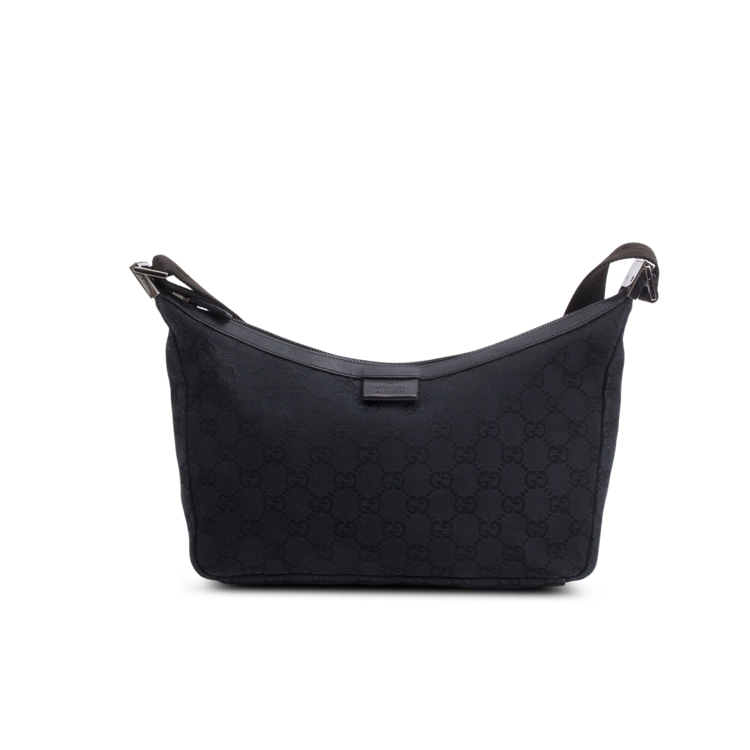 Gucci Black Monogram Medium Half Hobo Bag