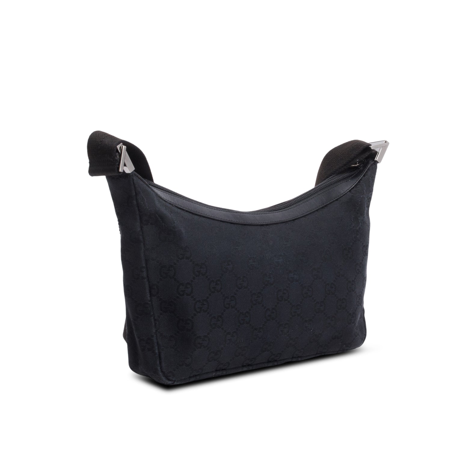 Gucci Black Monogram Medium Half Hobo Bag