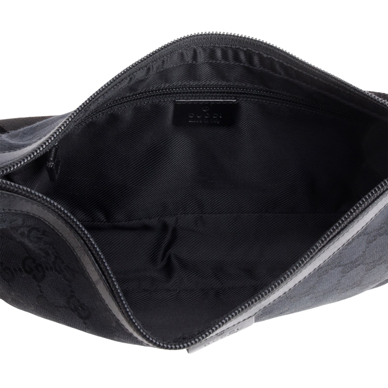 Gucci Black Monogram Medium Half Hobo Bag