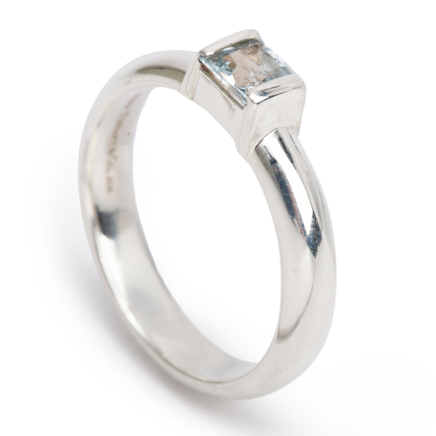 Tiffany & Co. Sterling Silver Aquamarine Stacking Band Ring, Size 5.5