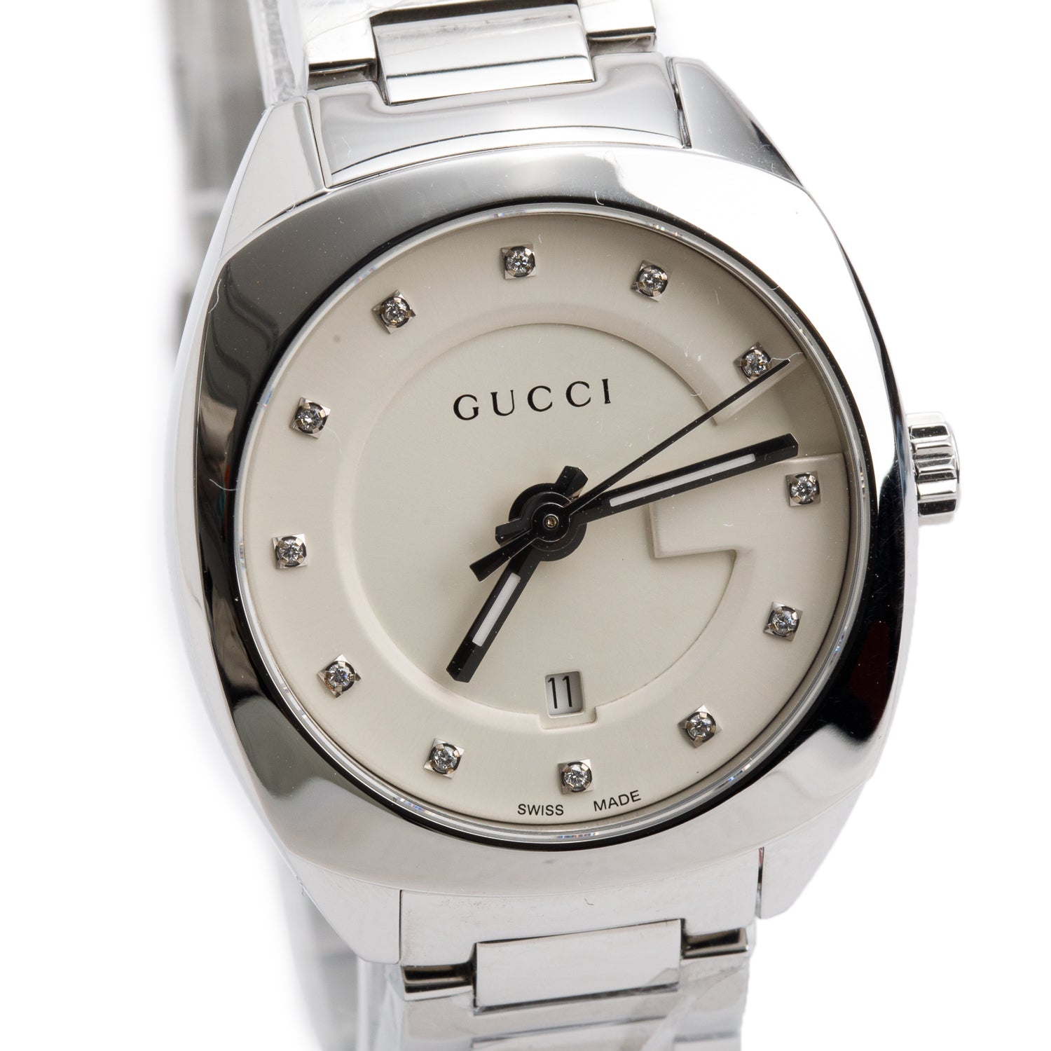 Gucci Stainless Steel GG2570 29 MM Quartz Watch White Diamond Dial