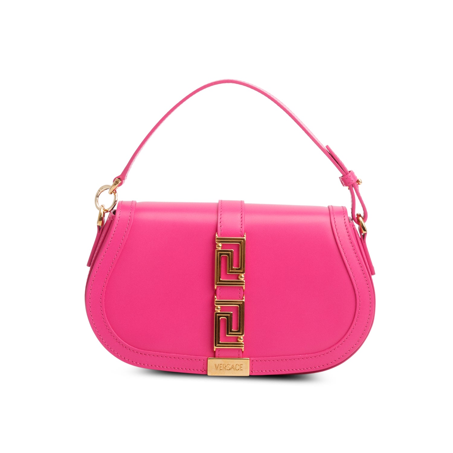 Versace Pink Calfskin Greca Goddess Shoulder Bag w/ Straps
