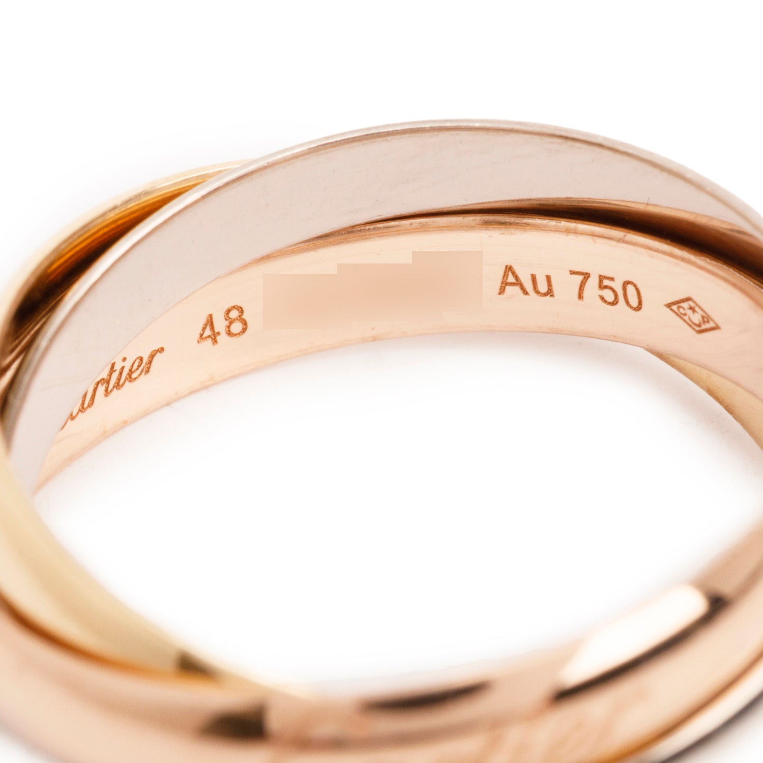 Cartier 2023 18k Tri-Gold Trinity Rolling Ring, Small Model Size 48 4.75 w/ Box & Certificate