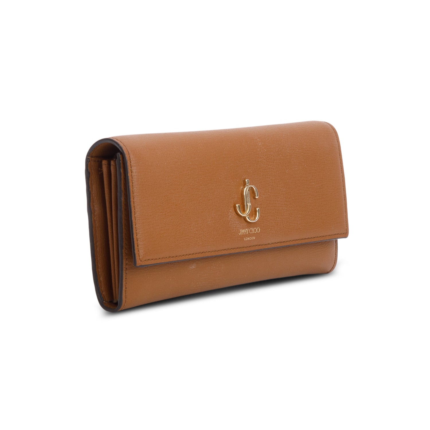 Jimmy Choo Brown Grainy Leather JC Continental Wallet w/ Box