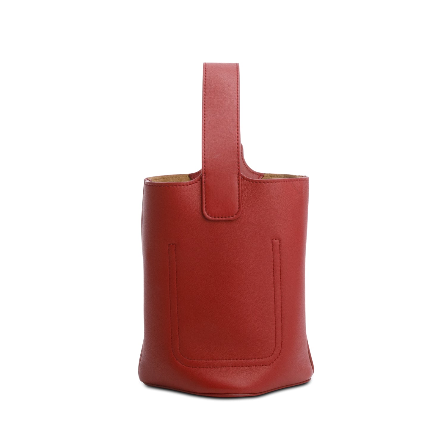 Loewe Red Smooth Calfskin Mini Pebble Bucket Bag w/ Strap