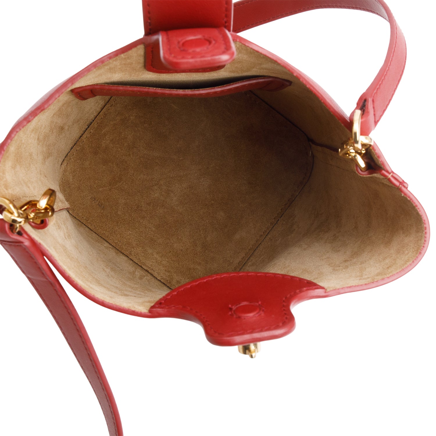 Loewe Red Smooth Calfskin Mini Pebble Bucket Bag w/ Strap