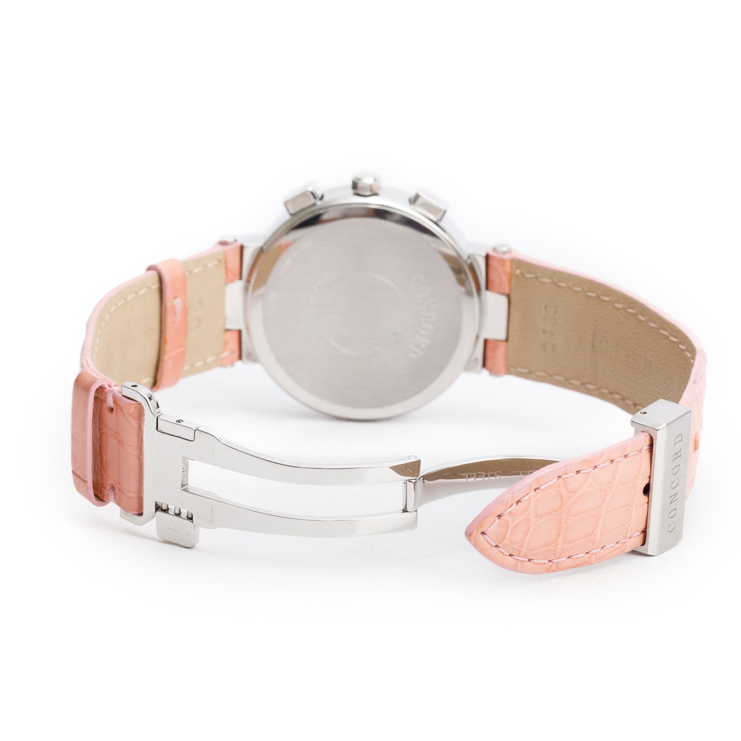 Concord Stainless Steel Diamond Bezel La Scala 38 MM Quartz Chronograph Watch Silver Diamond Dial w/ Box