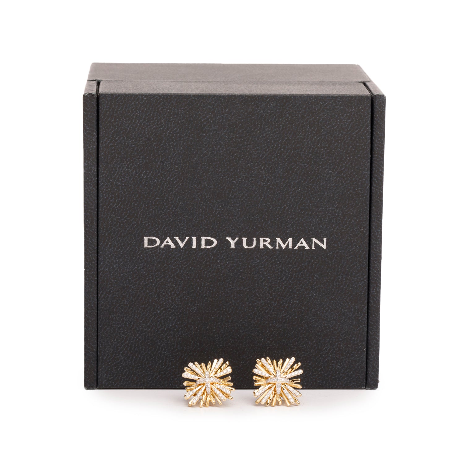 David Yurman 18k Yellow Gold Diamond Angelika Four Points Stud Earrings w/ Box