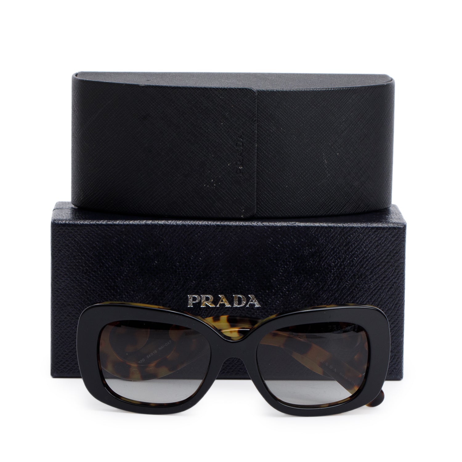 Prada SPR270 Black & Tortoiseshell Acetate Baroque Spiral Sunglasses w/ Box & Case