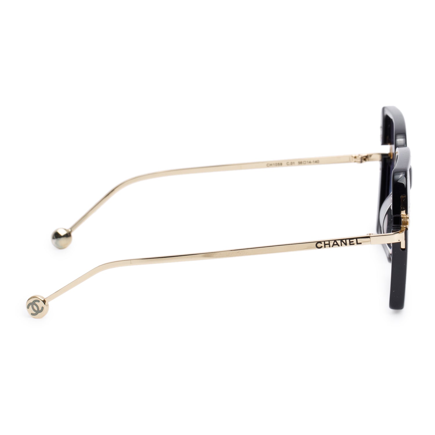 Chanel CH1059 Black Acetate Interlocking CC Logo Square Sunglasses w/ Box & Case