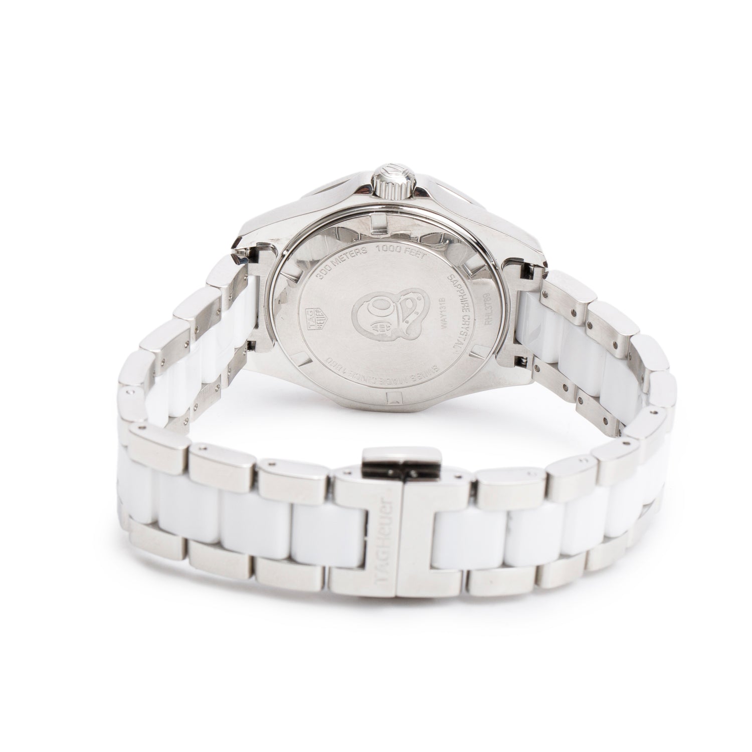 Tag Heuer Stainless Steel & White Ceramic Aquaracer 35 MM Quartz Watch WAY131B w/ Box & Papers
