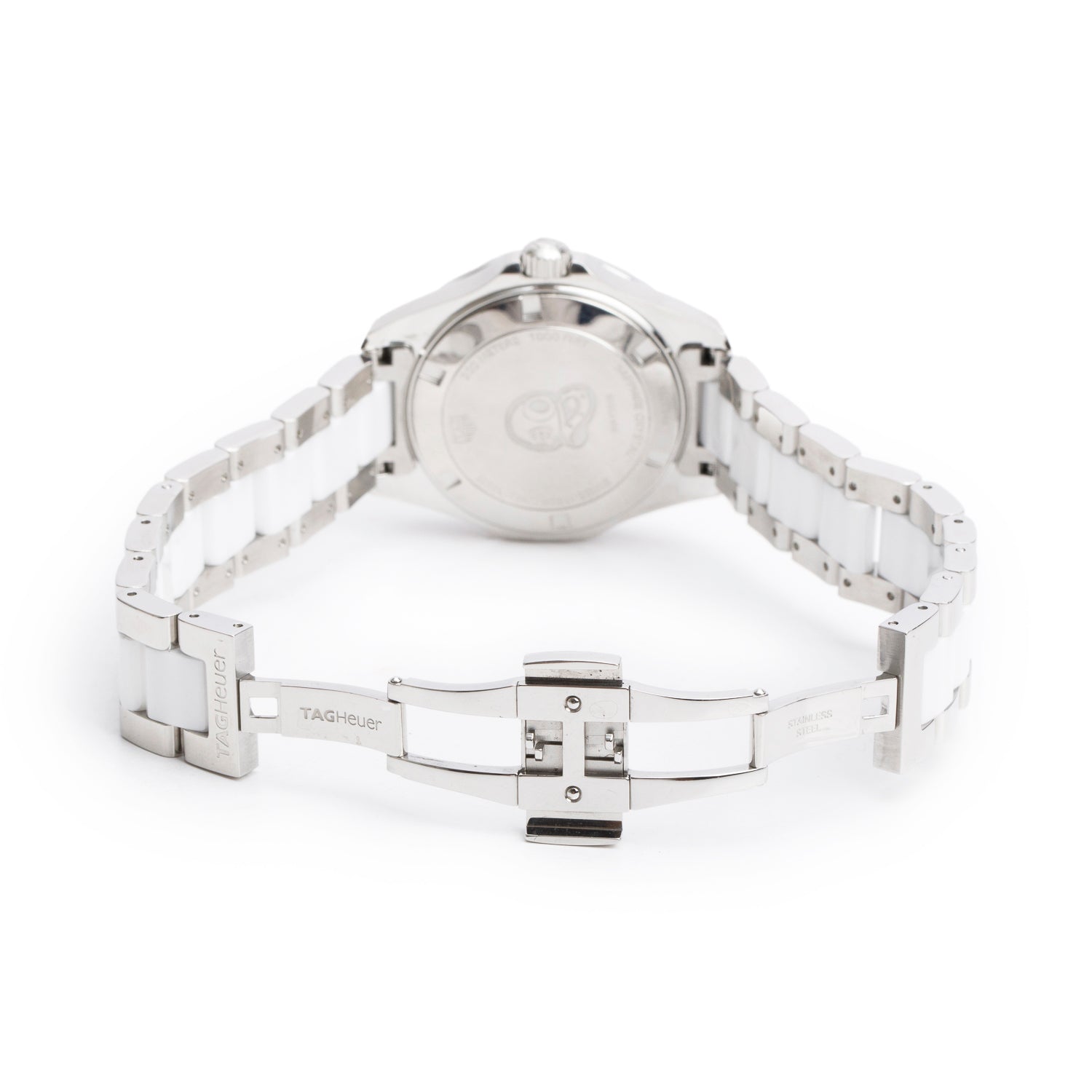 Tag Heuer Stainless Steel & White Ceramic Aquaracer 35 MM Quartz Watch WAY131B w/ Box & Papers