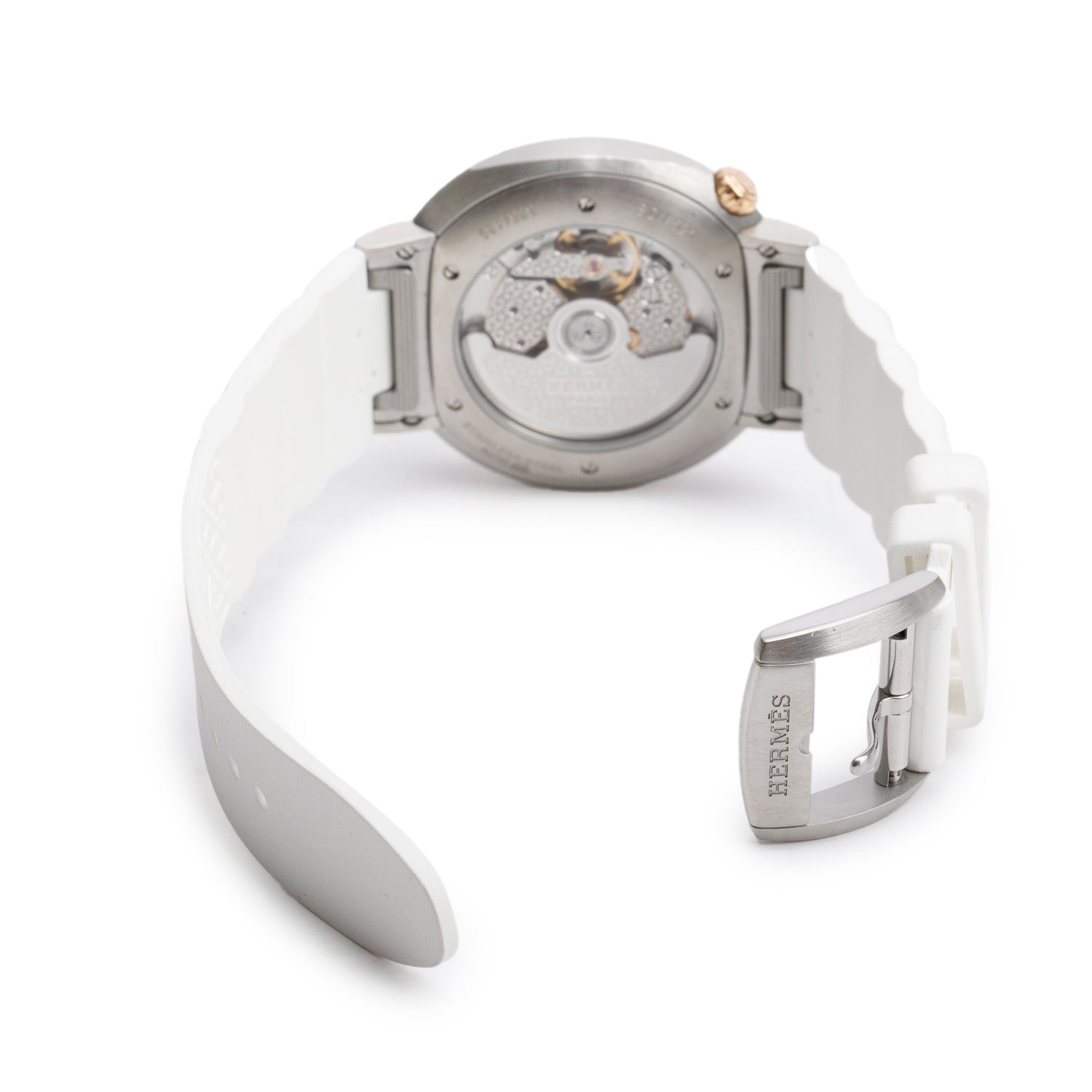 Hermes Stainless Steel & Rose Gold Diamond Bezel Cut 36 MM Automatic Watch, Large Model