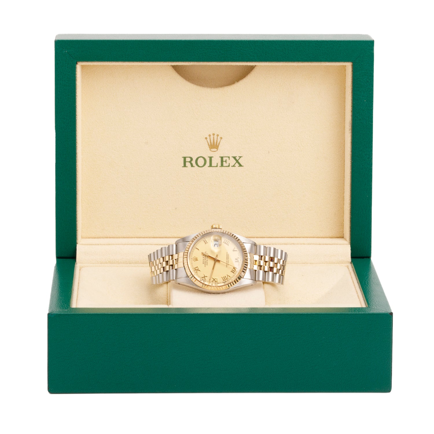 Rolex Stainless Steel & 18k Yellow Gold Datejust 36 MM Watch Gold Dial 16013 w/ Box