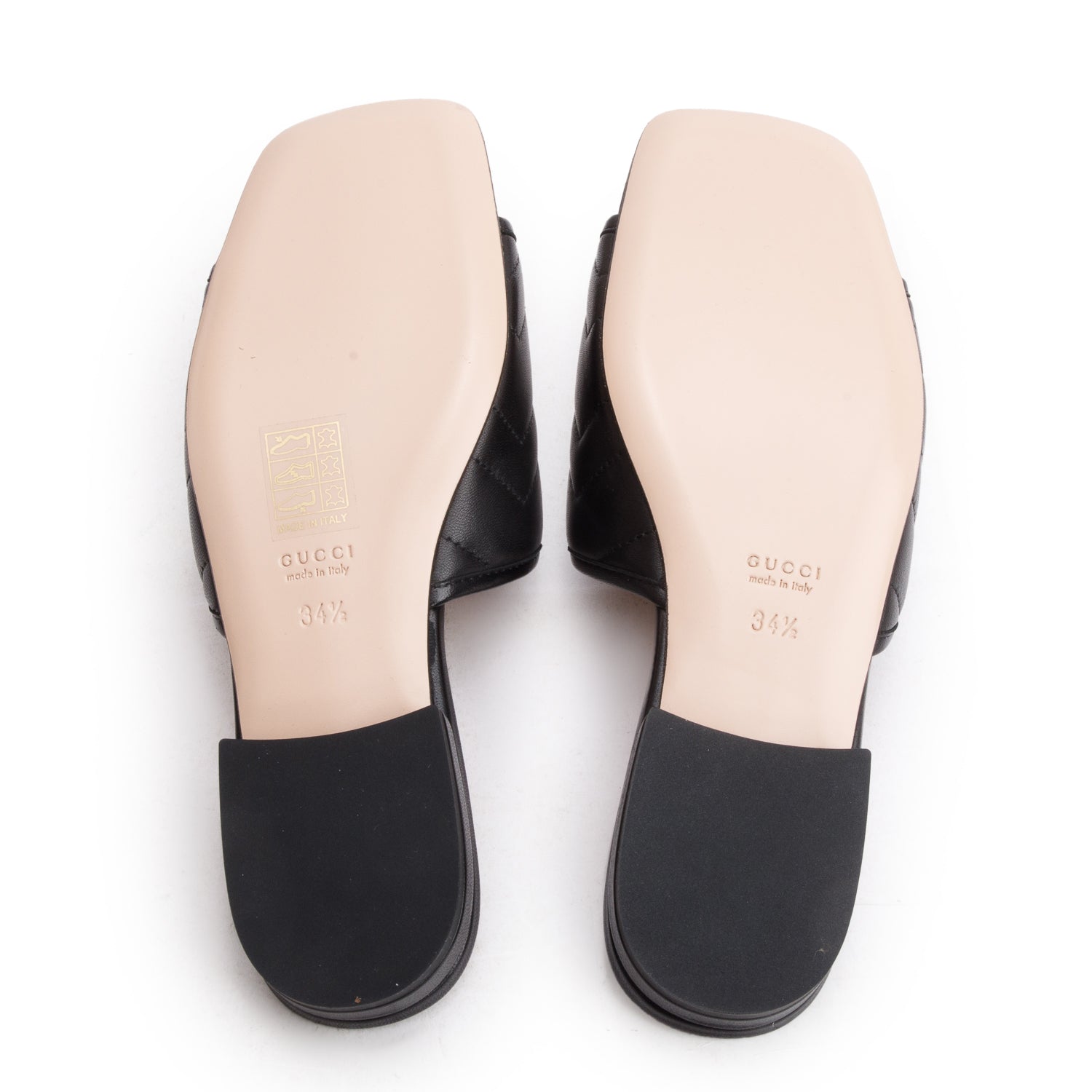 Gucci Black Nappa Charlotte GG Marmont Double G Logo Sandals, Size 34.5 w/ Box