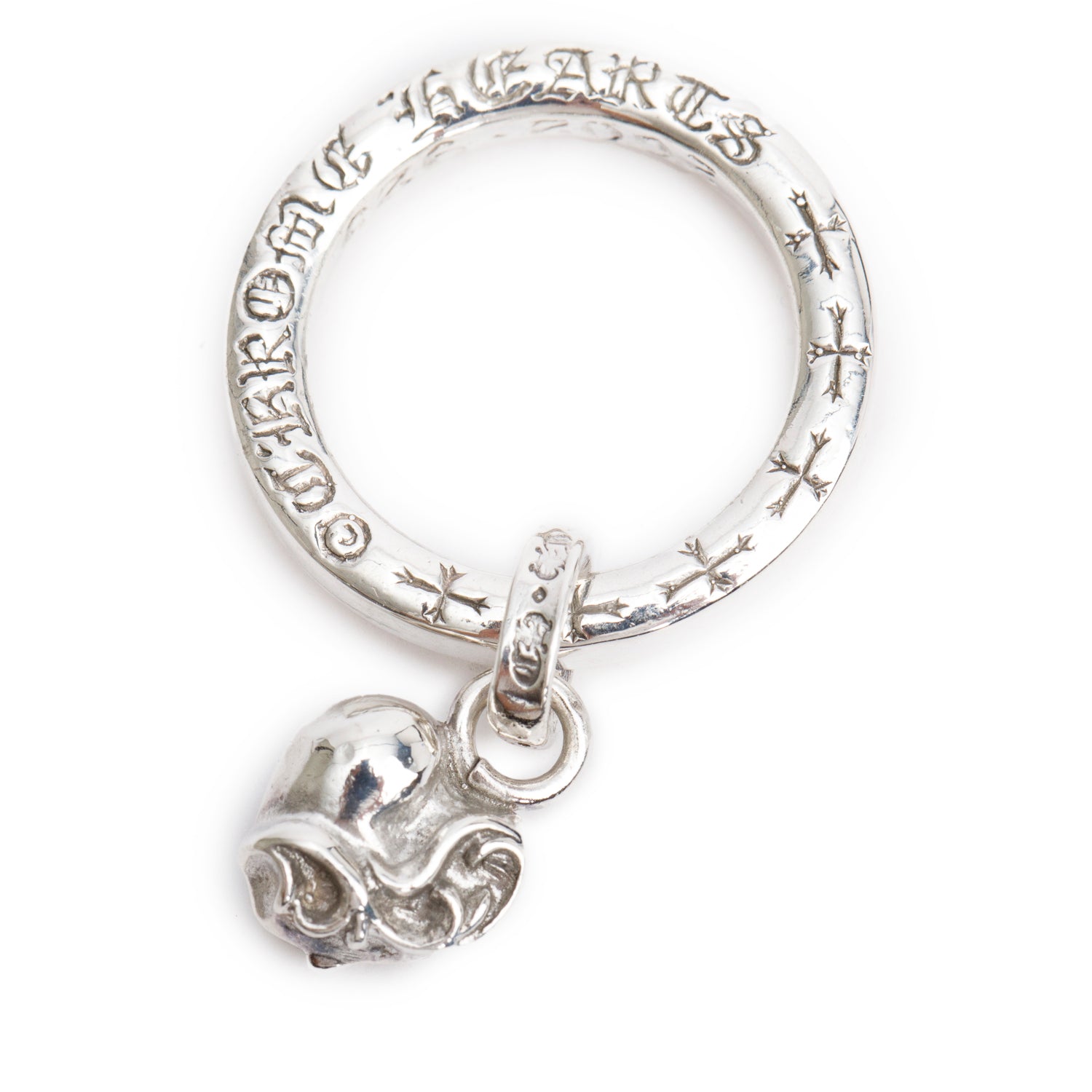 Chrome Hearts Vintage Sterling Silver Heart Charm Ring, Size 4.5