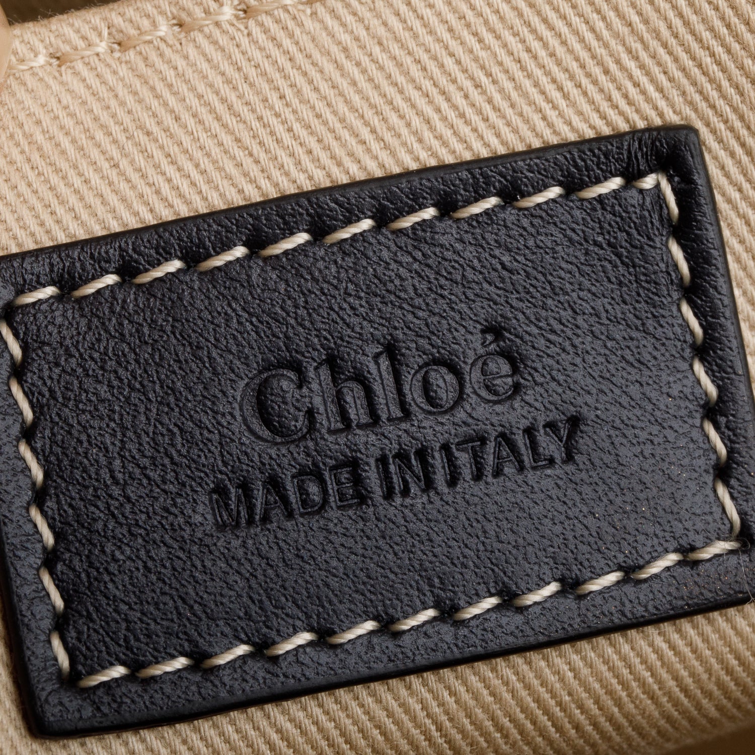 Chloe 2022 Beige/Black Cotton Calfskin Canvas Medium Woody Shopping Tote