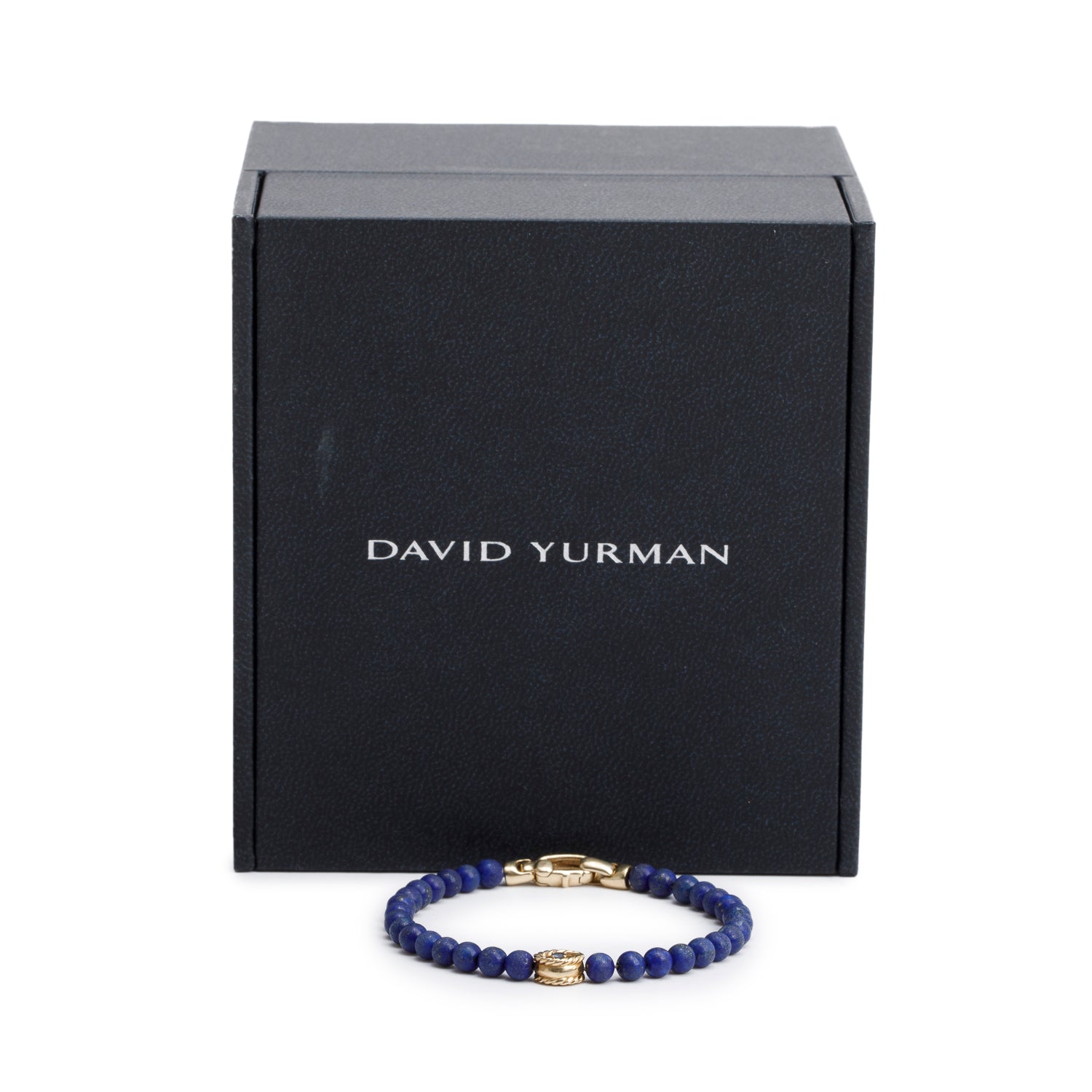 David Yurman 18k Yellow Gold Sapphire Evil Eye Lapis Lazuli Spiritual Bead Bracelet w/ Box & Receipt