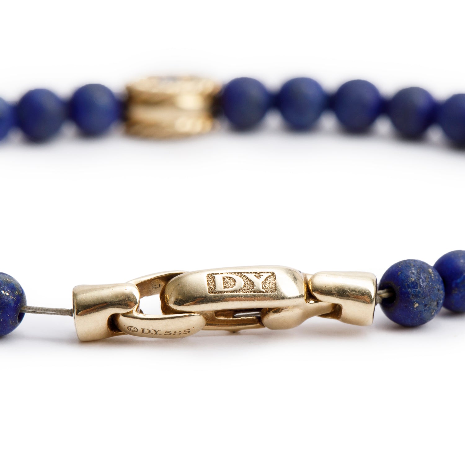 David Yurman 18k Yellow Gold Sapphire Evil Eye Lapis Lazuli Spiritual Bead Bracelet w/ Box & Receipt