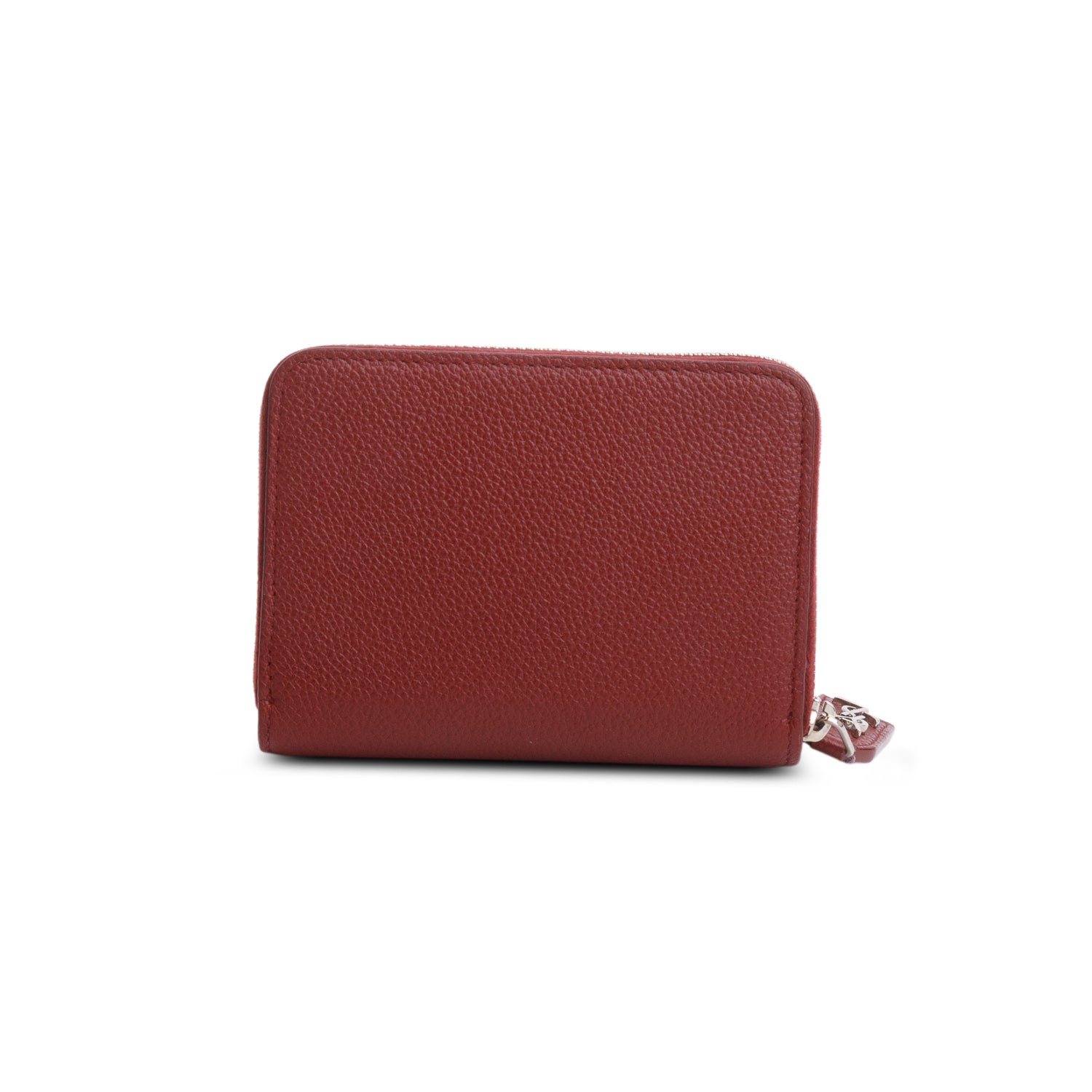 Saint Laurent Burgundy Grain de Poudre Paris Compact Zip Around Wallet w/ Box