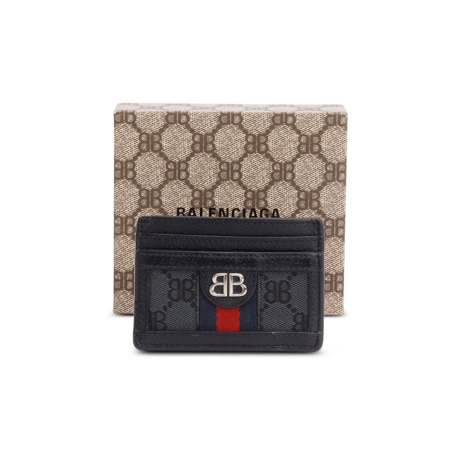 Gucci x Balenciaga BB Monogram Web Ophidia Card Holder w/ Box
