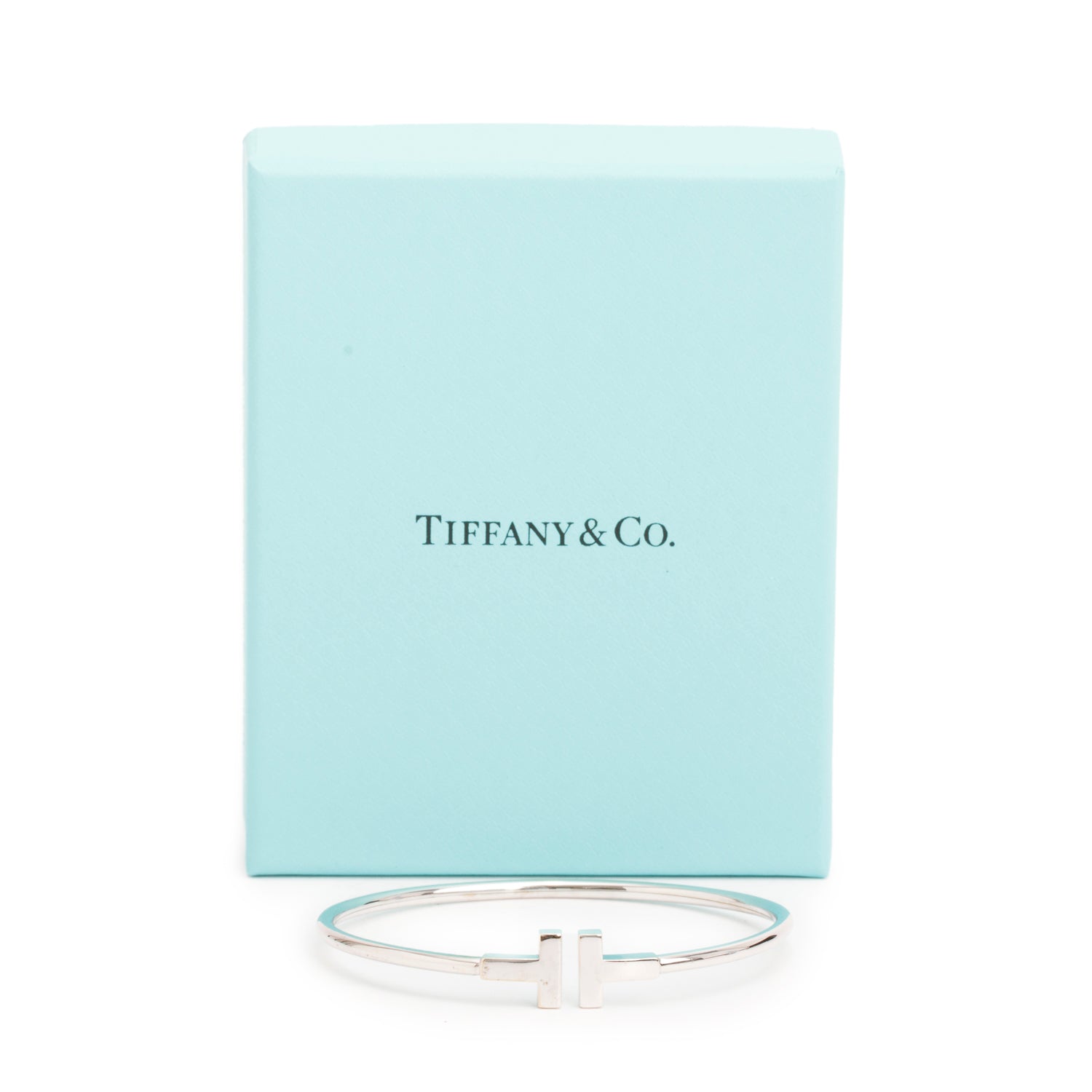 Tiffany & Co. 18k White Gold T Wire Bracelet w/ Box