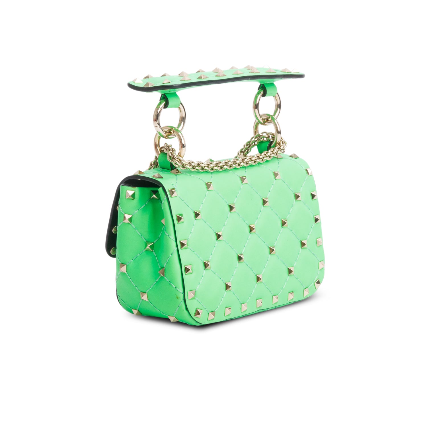 Valentino Green Calfskin Mini Rockstud Spike Shoulder Bag w/ Box