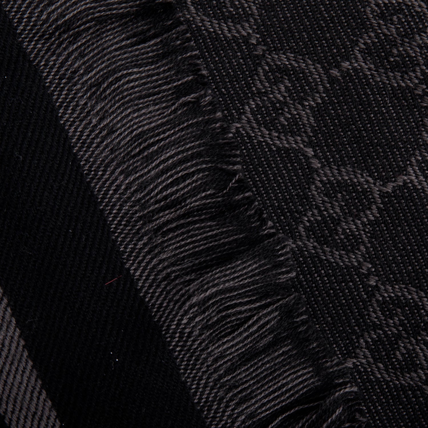 Gucci Black/Grey Wool GG Monogram Fringe Scarf w/ Box