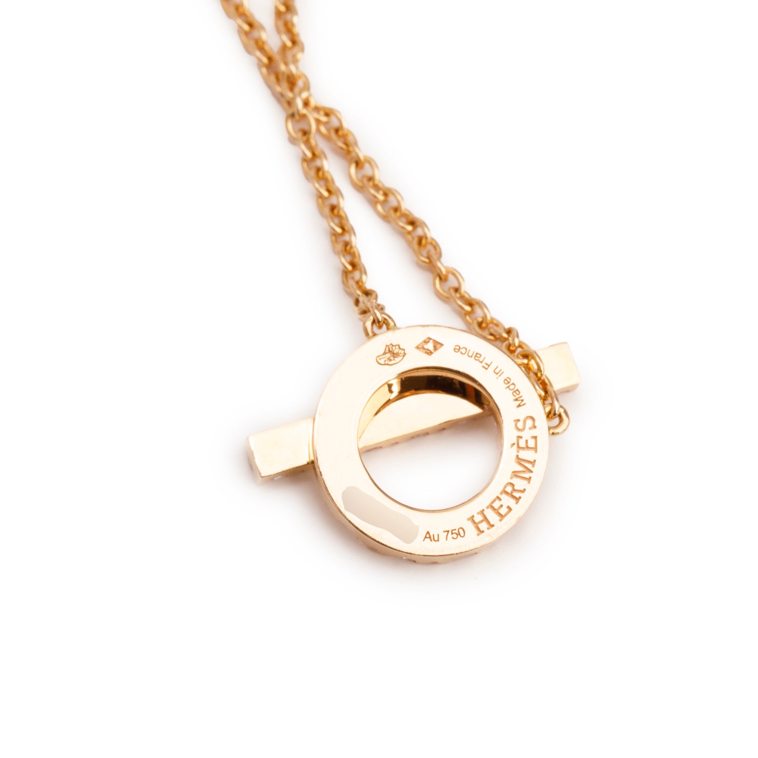 Hermes 18k Rose Gold Diamond Finesse Pendant Necklace