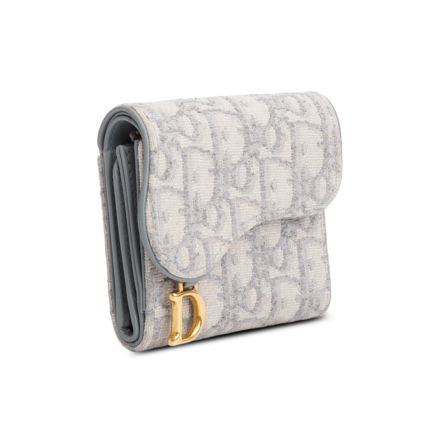 Christian Dior 2023 Grey Oblique Saddle Bloom Card Holder